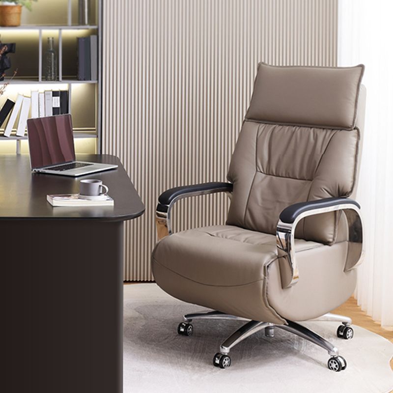 Modern Chair Leather Adjustable Seat Height Desk Chair with Wheels