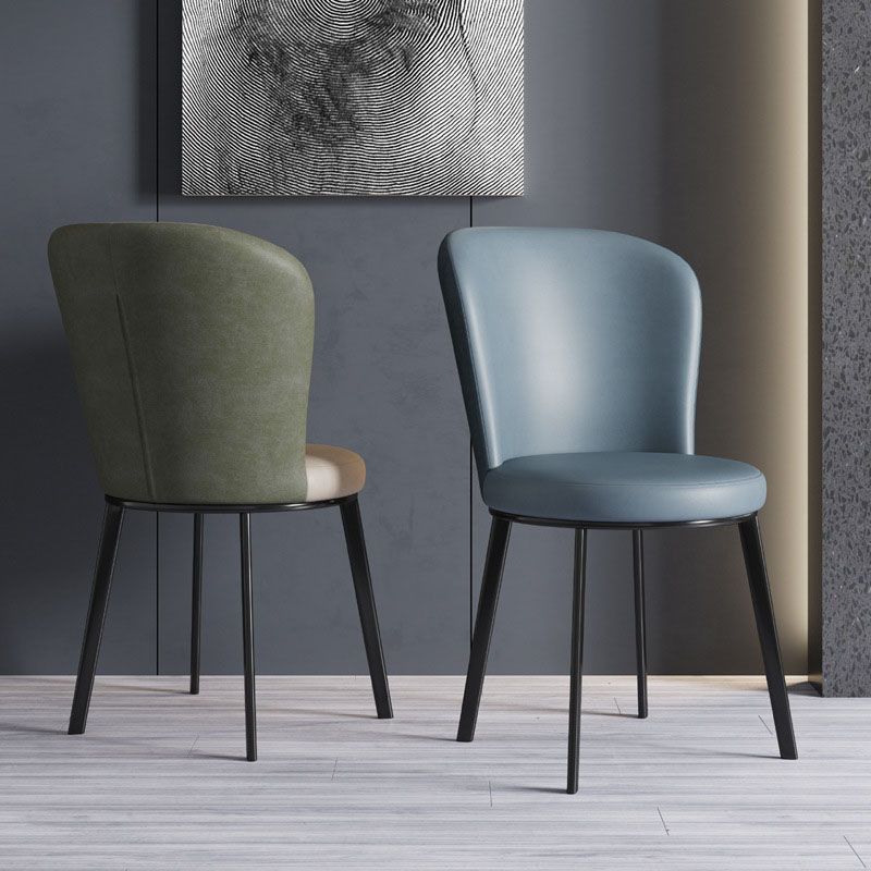 Contemporary Faux Leather Side Chair for Home Armless Solid Back Chair