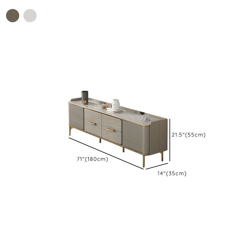 Glam TV Media Console Enclosed Storage TV Console with 4 Drawers