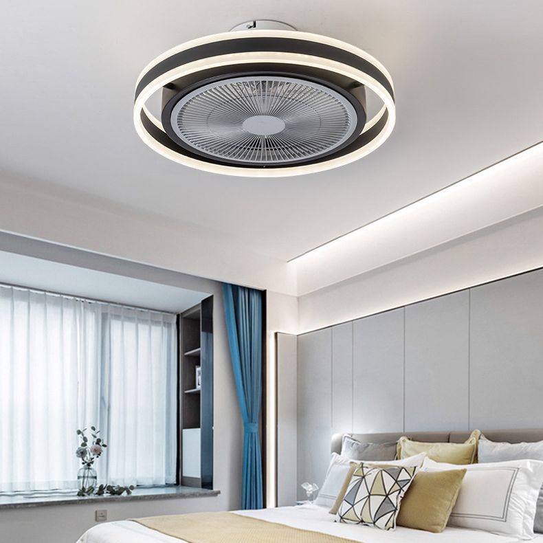 Camera da letto rotondo a filo a filo acrilico lampada ventilatore a soffitto a LED minimalista con telecomando