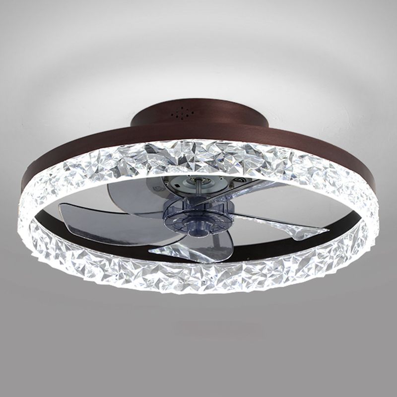 Modern Luxury LED Ceiling Fans Lacquered Iron Circular Flush Mount with Acrylic Shade