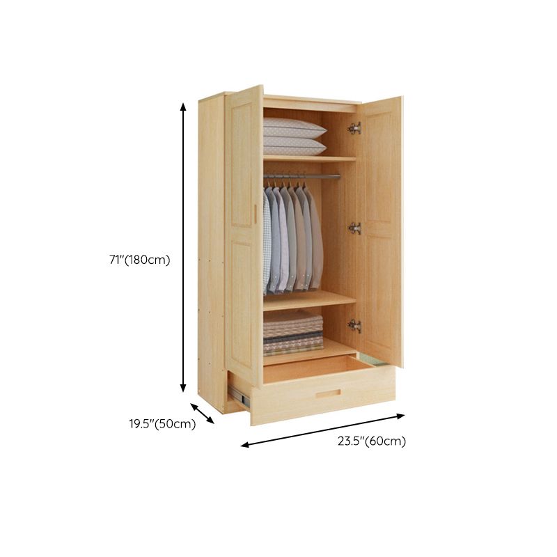 Solid Wood Kid's Wardrobe Contemporary Kids Closet with Storage Drawers