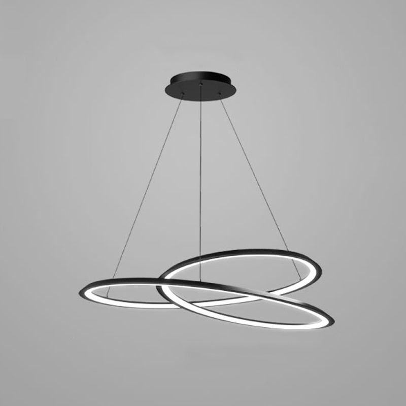 Minimalist Linear Chandelier Metal Black LED Chandelier Pendant for Living Room