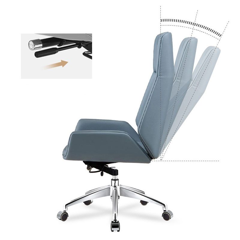 Fixed Arms Desk Chair High-back Ergonomic Leather Office Chair