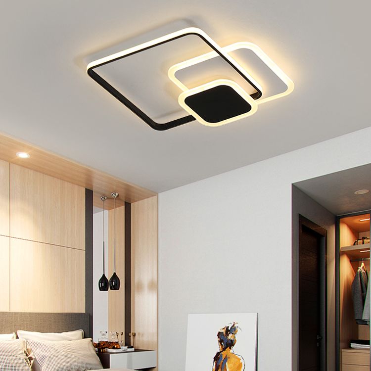 White / Black Contemporary Flush Mount Round / Square Cluster LED Metal Ceiling Flush