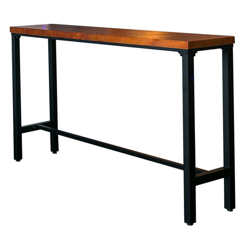 Solid Wood Bar Dining Table Industrial Bar Dining Table with Trestle Base in Black