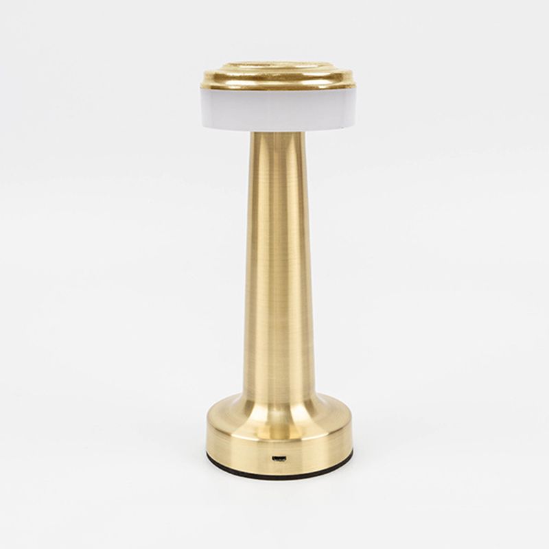 Drum Shade Metal Table Lamp Postmodernism Gold LED Night Stand Light for Dining Room