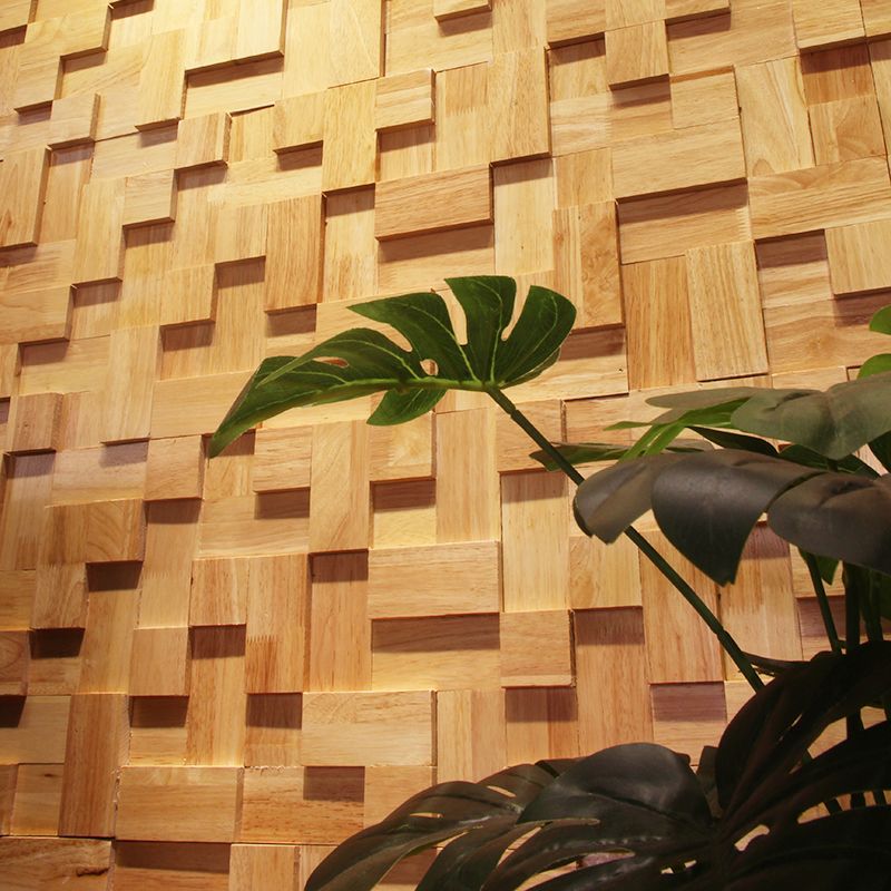 Mosaic Wood Wall Paneling Glue down Living Room Modern Style Wood Plank