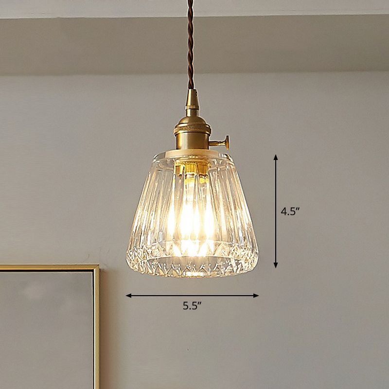 Tapered Clear Glass Hanging Lamp Vintage Single-Bulb Restaurant Lighting Pendant