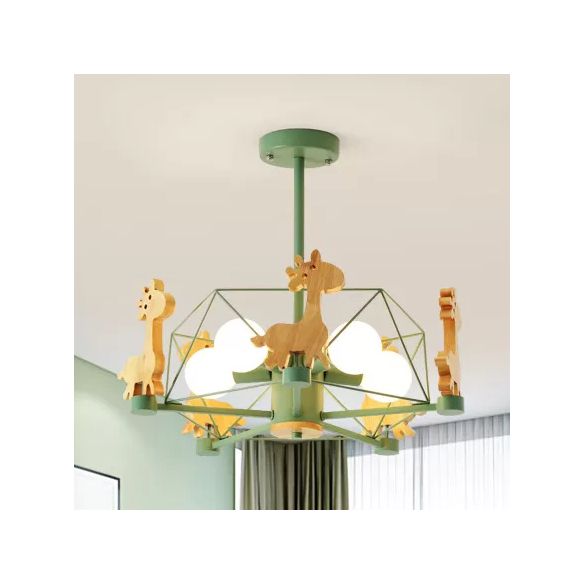 Telaio filo semifulto leggero a montaggio con giraffa 5 teste bambini lampada a soffitto metallico per camera da letto
