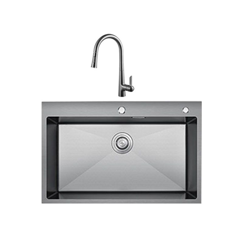 Contemporary Style Kitchen Sink Stainless Steel Kitchen Sink with Basket Strainer