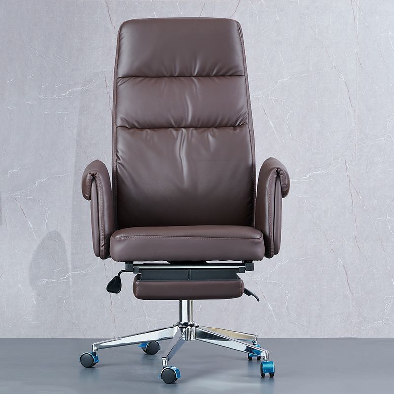 Contemporary High Back Managers Chair Brown Faux Leather Executive Chair