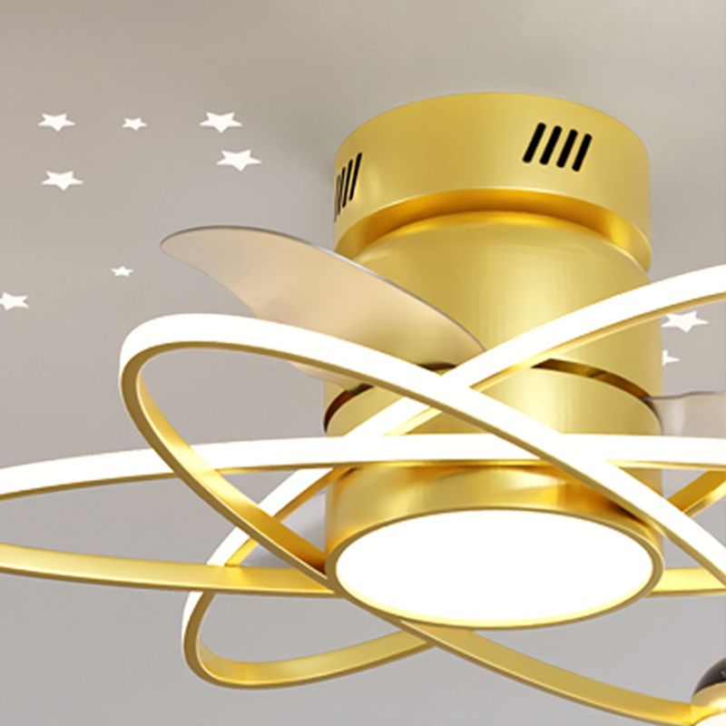 Geometric Shape Metal Ceiling Fans Modern Style Multi-Lights Ceiling Fan Fixture