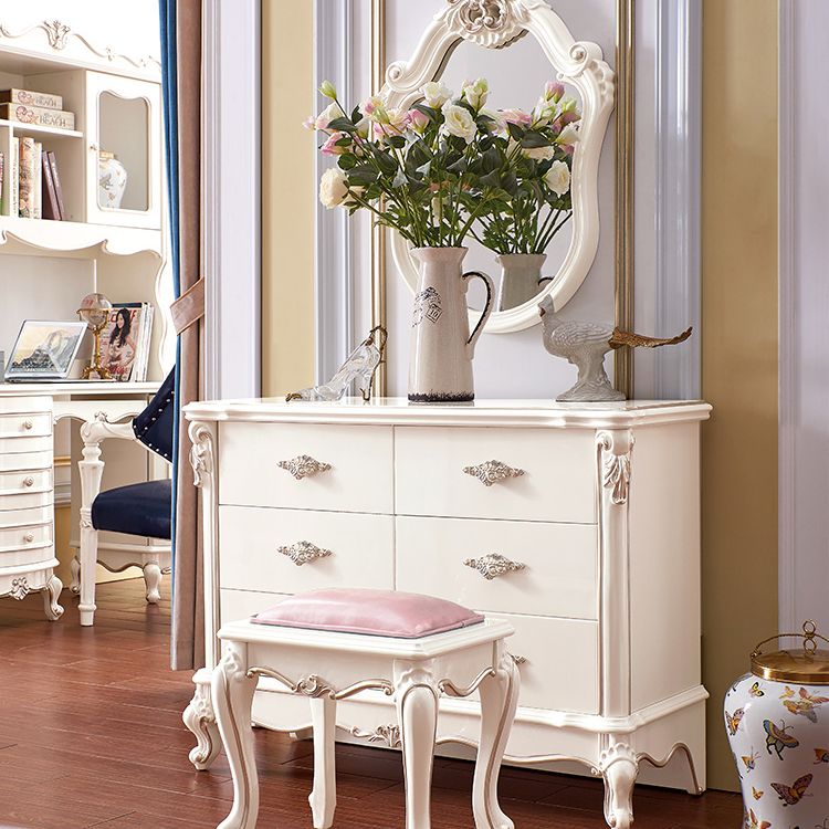 Victorian Style White Bedroom Mirror with Drawer Vanity Dressing Table