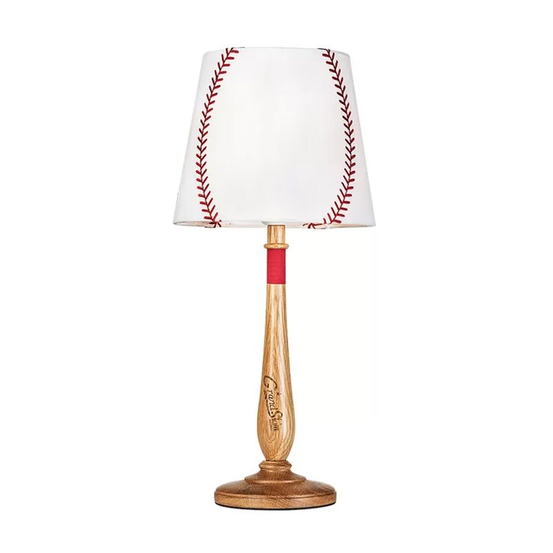 Table de tissu conique Light Modernisme 1-Light Brown / Wood Nightstand Lampe avec conception de baseball