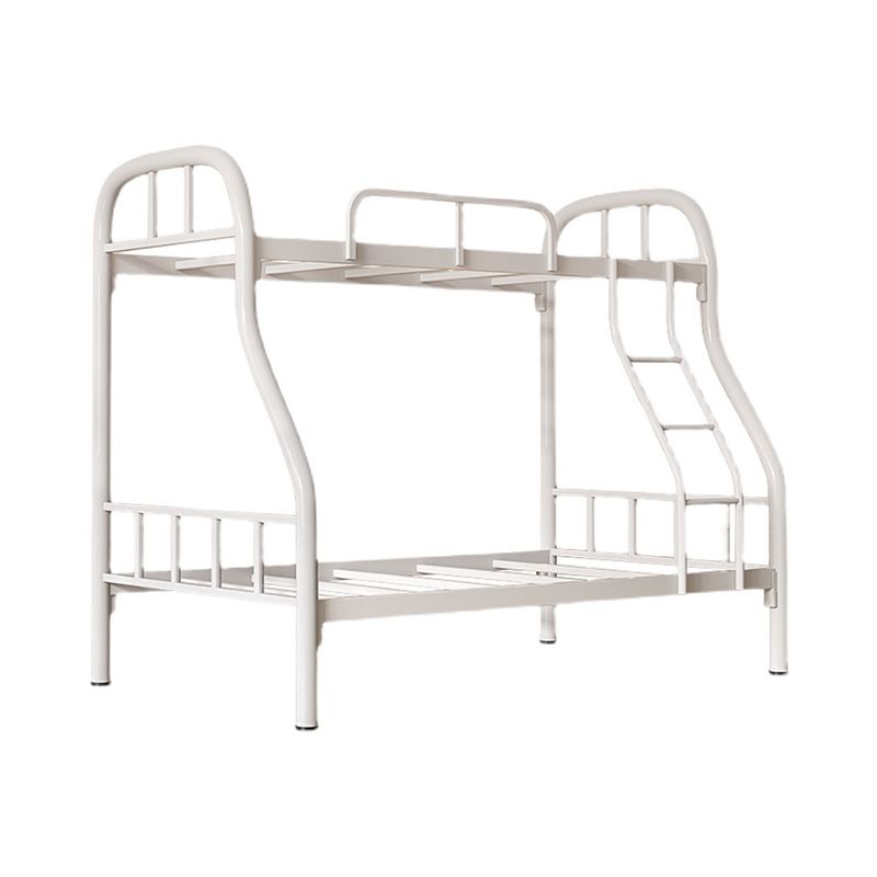 Contemporary Bunk Bed Metal Slat Headboard with Guardrail Kids Bed