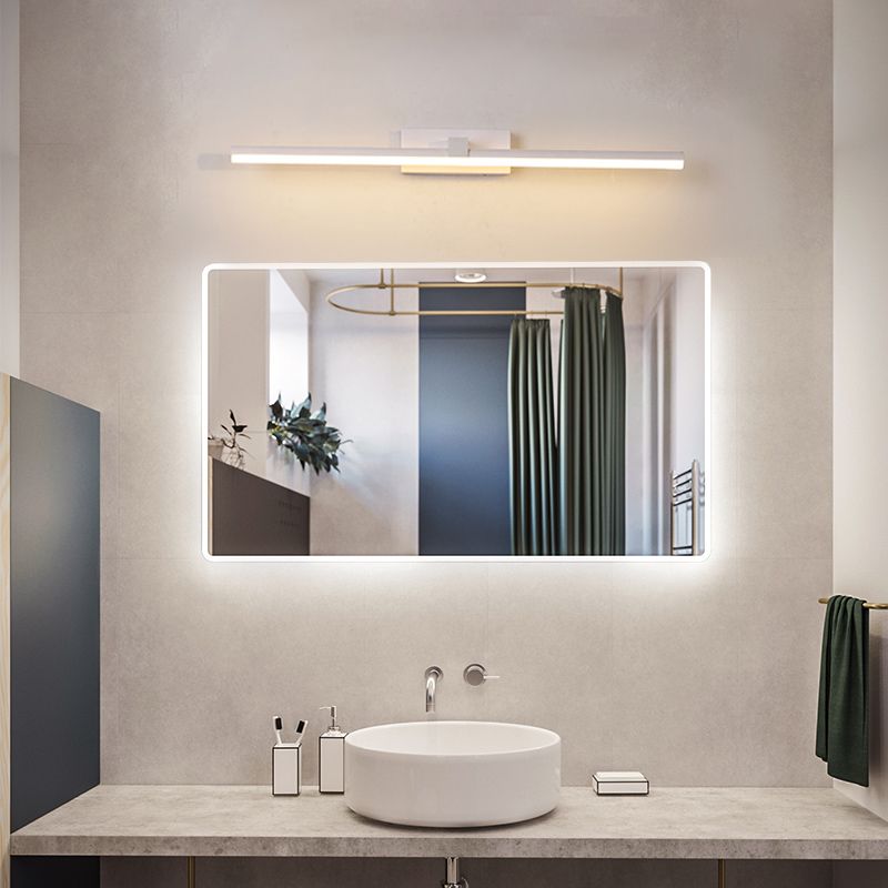 White Modern Metal Wall Sconce Linear Shape Vanity Lamp with Acrylic Shade for Bathroom