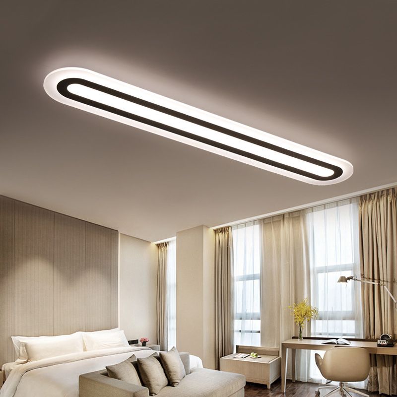 Minimalism Acrylic LED Flush Ceiling Light with White Lighting Linear Flushmount Lighting