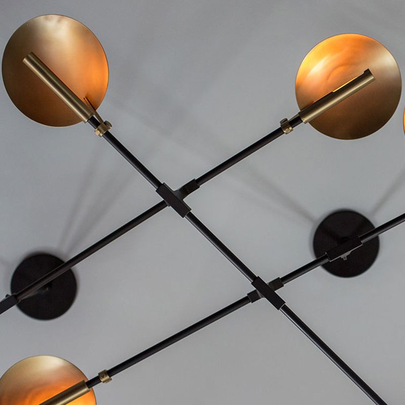 Black and Gold Sputnik Chandelier Postmodern 8-Light Metal Hanging Light with Round Shade