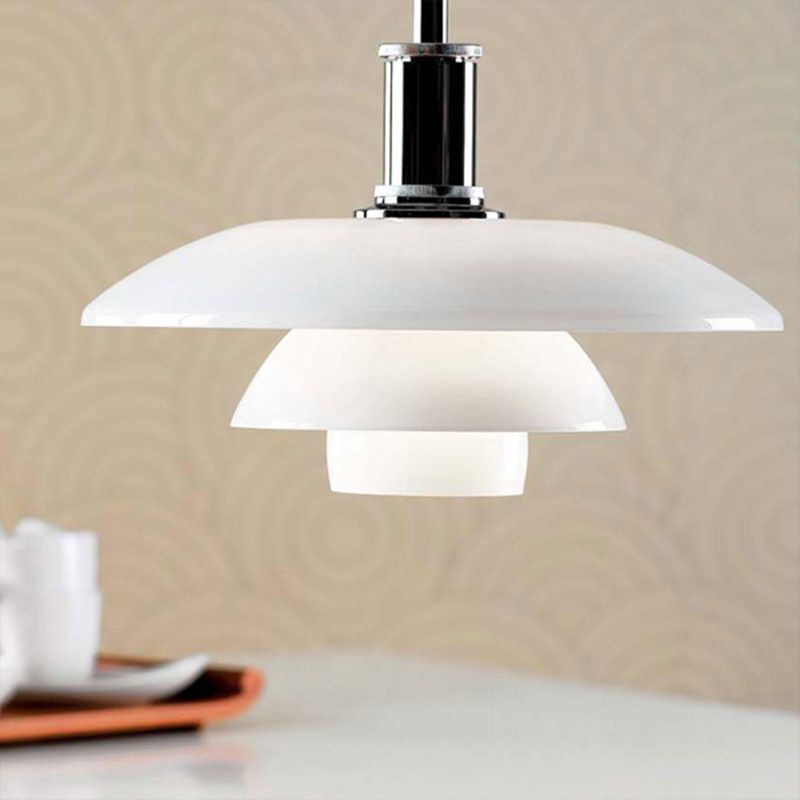 3-stufige Suspension Licht modernistisches weißes Glas 1 Glühbirnenlampe Lampe für Wohnzimmer