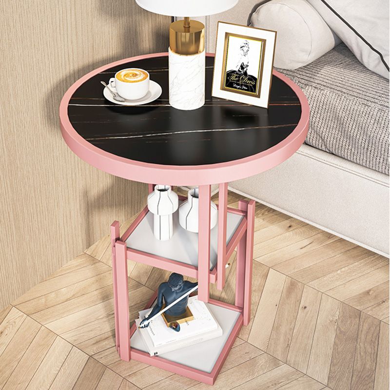 Contemporary Open Storage Nightstand Metal Night Table with 3 Shelves