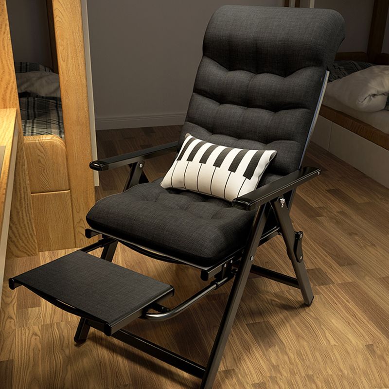 Contemporary Metal Base Recliner Chair with Arms and Position Lock Back