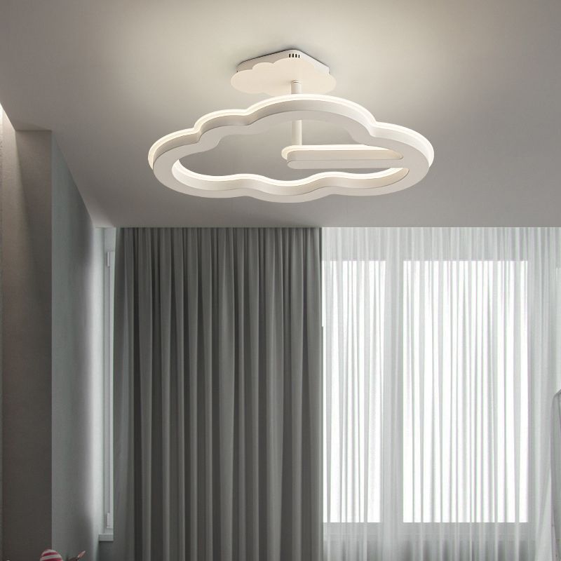 Contemporary LED Ceiling Lamp Cloud Semi Flush Light with Metal for Bedroom