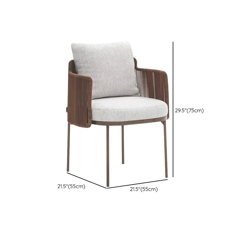 Modern Upholstered Outdoor Chair Metal Patio Dining Side Chair