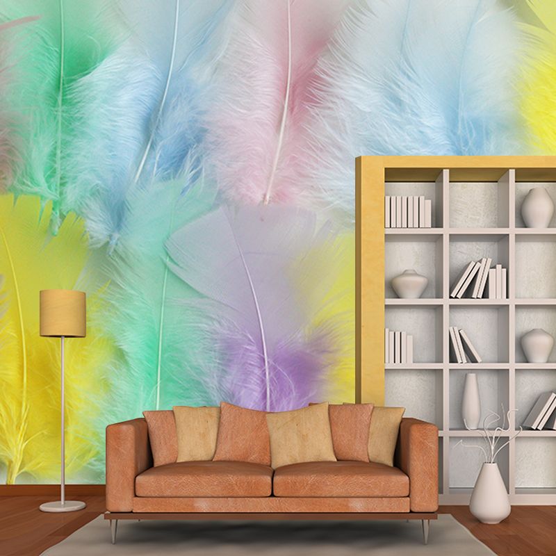 Photography Stain Resistant Wallpaper Feather Drawing Room Wall Mural