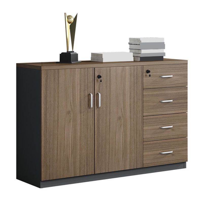 Walnut File Cabinet Storage Shelves Lateral File Cabinet with Locking Drawers