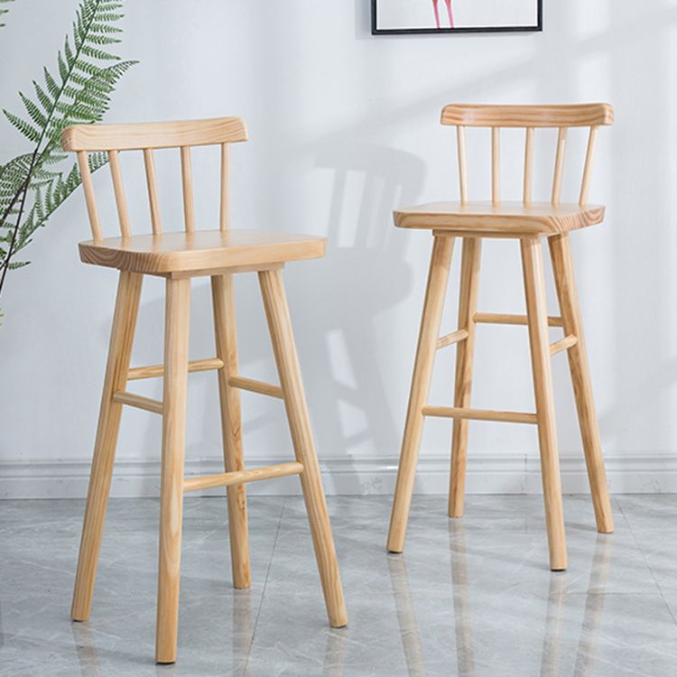 Modern Indoor Counter Stool Natural Solid Wood Square Counter Bar Stool