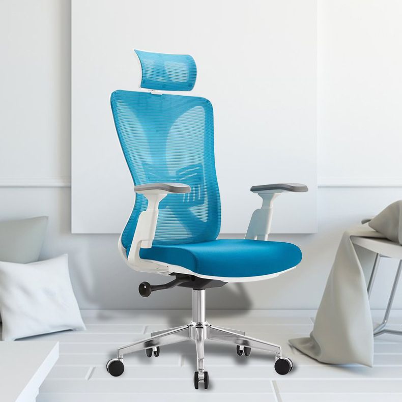 Modern Desk Chair Mesh Computer Chair High-Back Chair in Blue