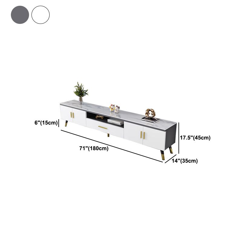 Gorgeous TV Stand Console With Record Storage , Glass and Wood TV Stand in Grey / White