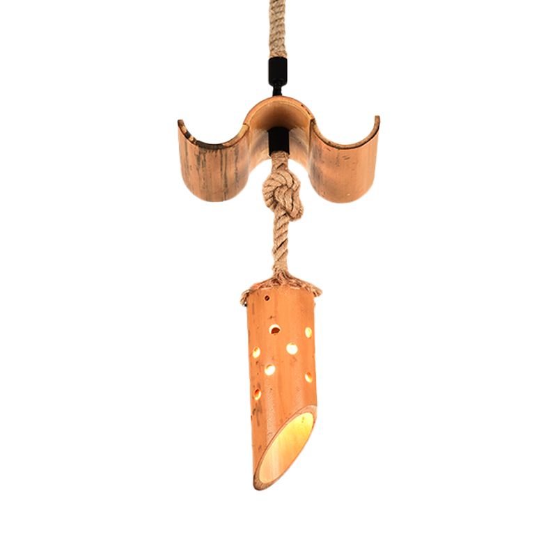 1 corde légère suspendue loft flûte bambou plafonnier plafond plafond en marron avec conception creux