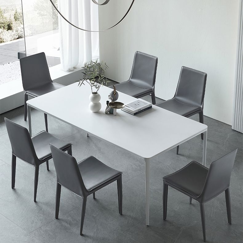 Moderne witte keuken eettafel gesinterde stenen rechthoekige vorm eettafel met 4 potenbasis