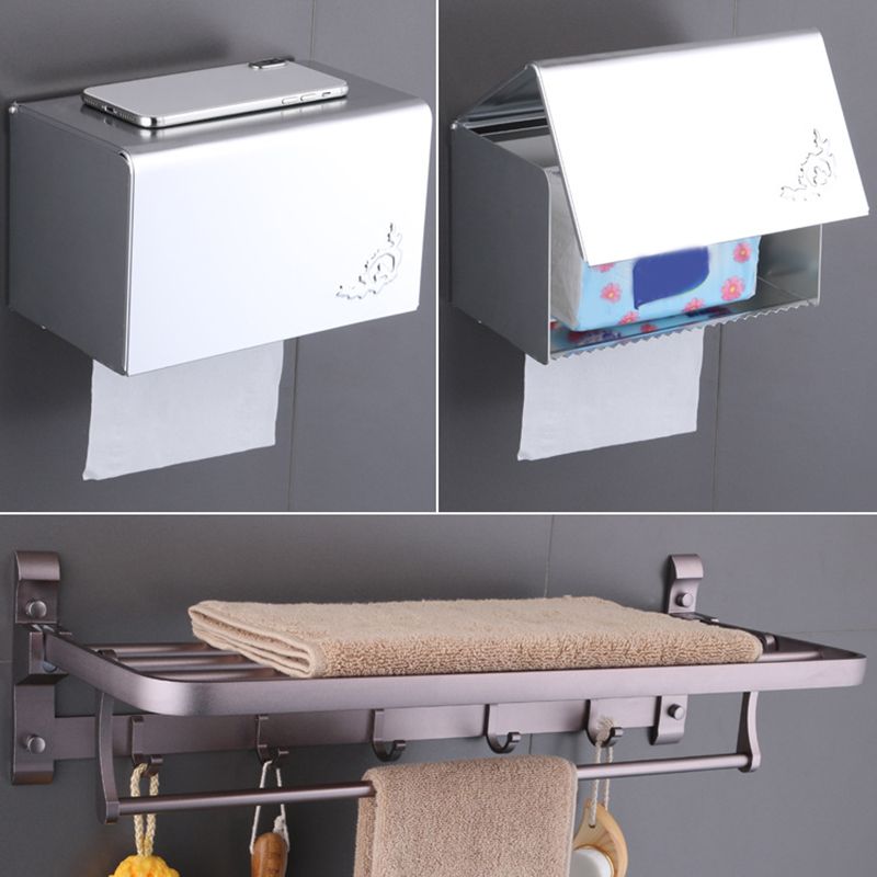 6-Piece Modern Bath Hardware Set in Aluminum with Towel Bar/Paper Holder