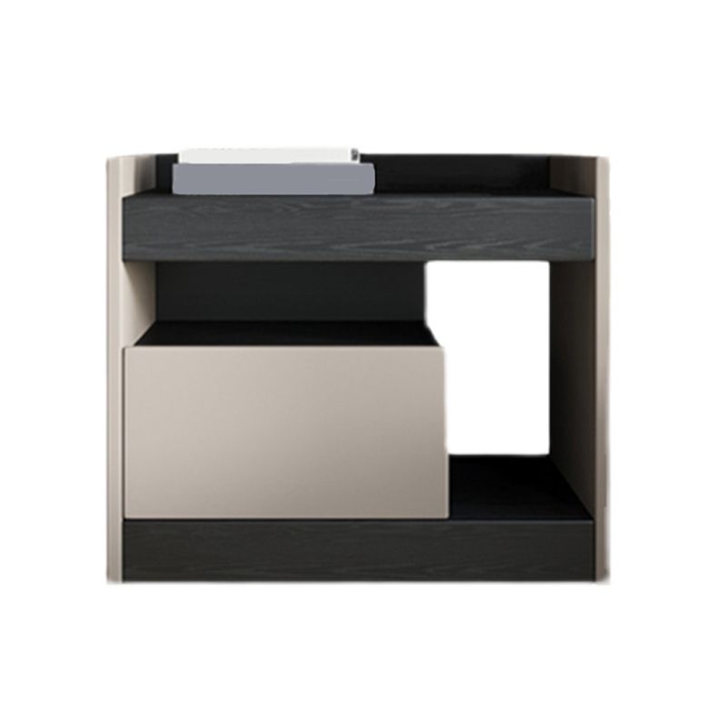 Contemporary Night Table Faux Wood Bedside Cabinet with Drawer