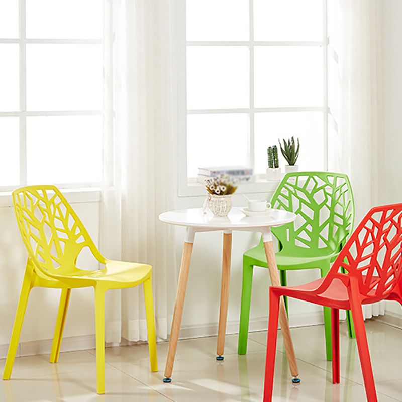 Glam Style Open Back Side Chair Plastic Stackable Dining Chair