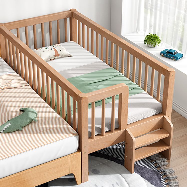 Contemporary Solid Wood Nursery Crib with Guardrail in Natural