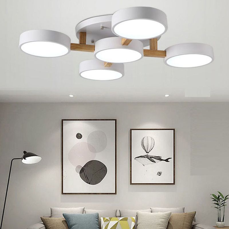 Nordic Molecular Semi Mount Lighting Metallic 5-Light Living Room Ceiling Light