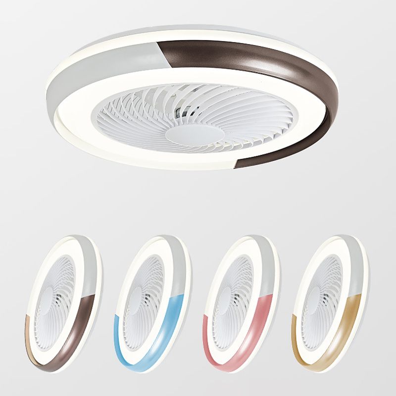 19.5 "de ancho Macaron Round 5 Lámpara de ventilador de techo Acrílico Dormitorio LED LED SEMI FLUSH, control remoto