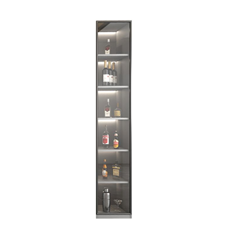 Contemporary Faux Wood Display Cabinet Glass Door Storage Cabinet for Living Room