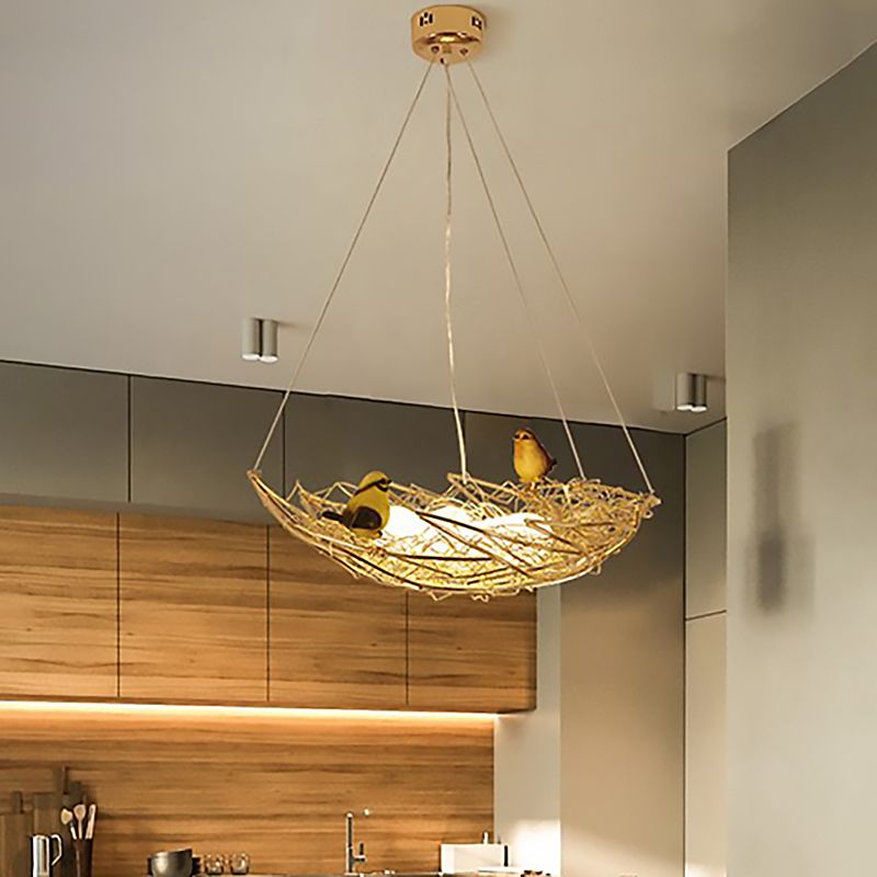 Nest Metal Art Deco Lampellalier Lighting 19,5 "/21,5" Luci da 6/9 Luci appese Lampada a soffitto in oro