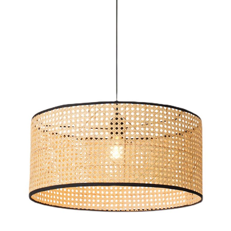 Tambour rotin pendentif pendentif suspendu lampe asiatique style 1 lumière suspendue plafond plafond en beige pour le salon