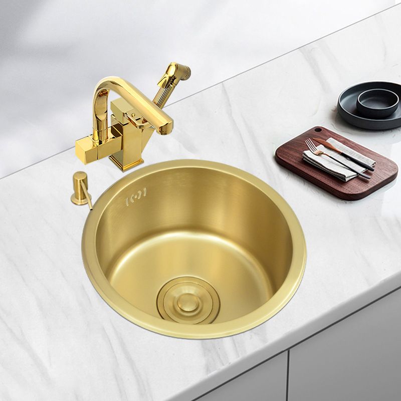 Golden Round Stainless Steel Drop-In Kitchen Sink with Drain Assembly