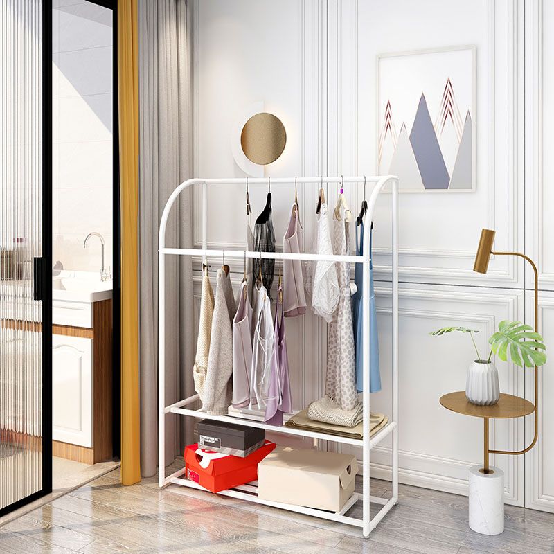 Modern Coat Rack Metal Hanging Rail and Storage Shelving Hall Stand