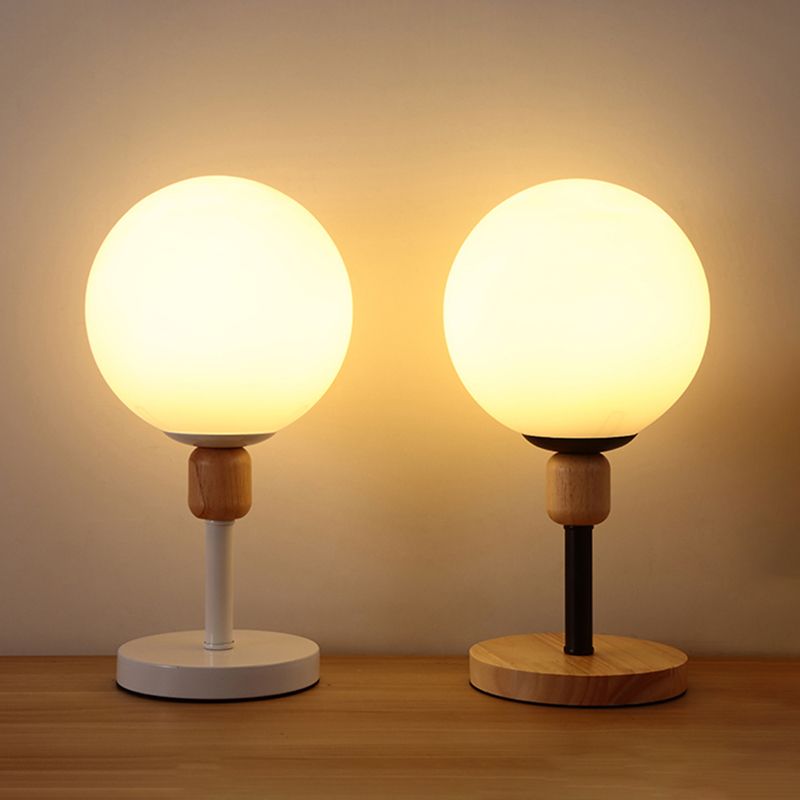 Modern Style Spherical Shape Night Table Lamp Glass 1 Light Table Light