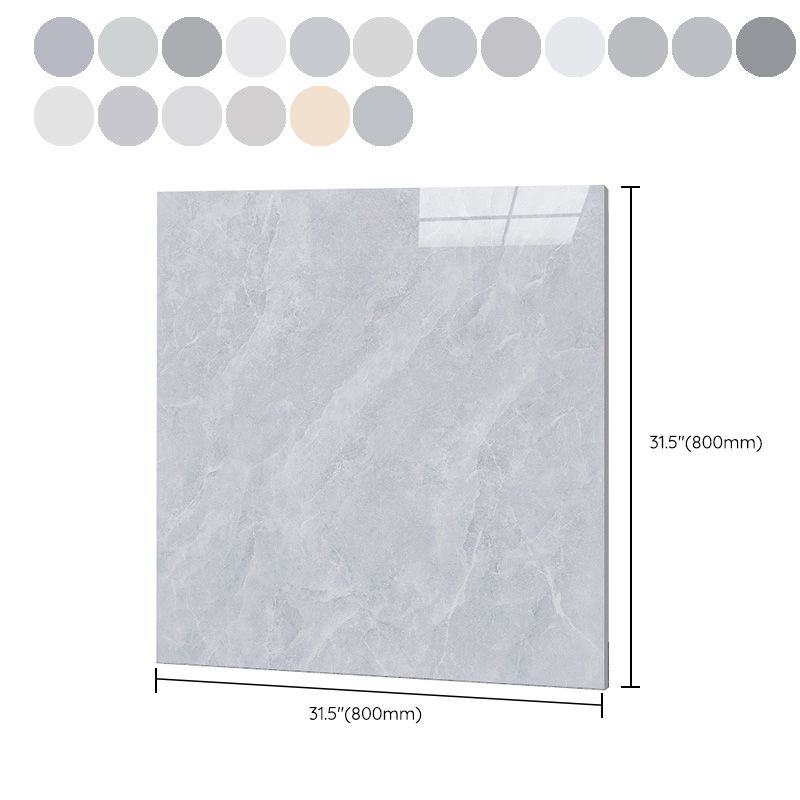 Square Ceramic Polished Straight Edge Singular Tile Marble Look Bathroom Floor