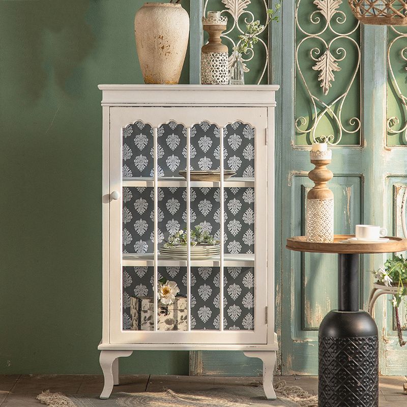 Traditional Glass Doors Curio Cabinet Wood Display Cabinet with Doors for Bedroom