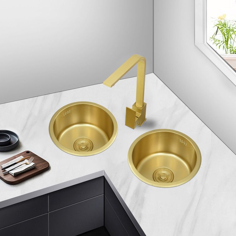 Golden Round Stainless Steel Drop-In Kitchen Sink with Drain Assembly